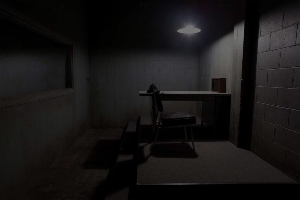 Salle dans laquelle mes soumis sont retenus prisonniers dans le cadre de ma séance de kidnapping bdsm. 